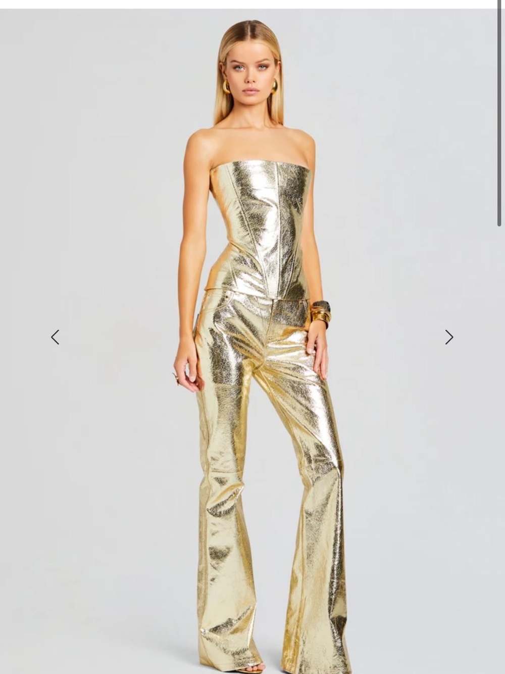 Retrofete Metallic Gold Corset and Pants Set